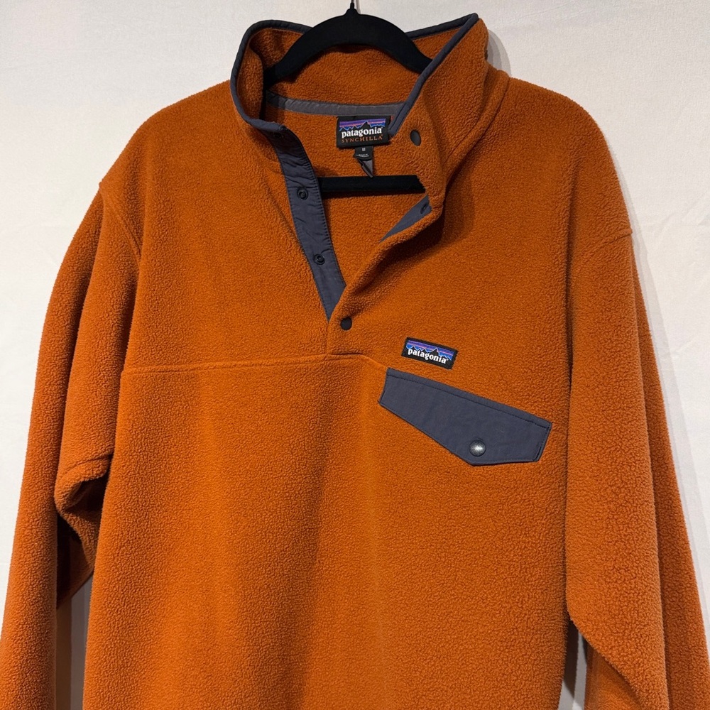 Patagonia Men's Lightweight Synchilla Snap-T Fleece Pullover Burnished Red Sz M - Picture 6 of 11